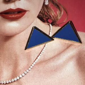 Blue Geometric Triangle Earrings